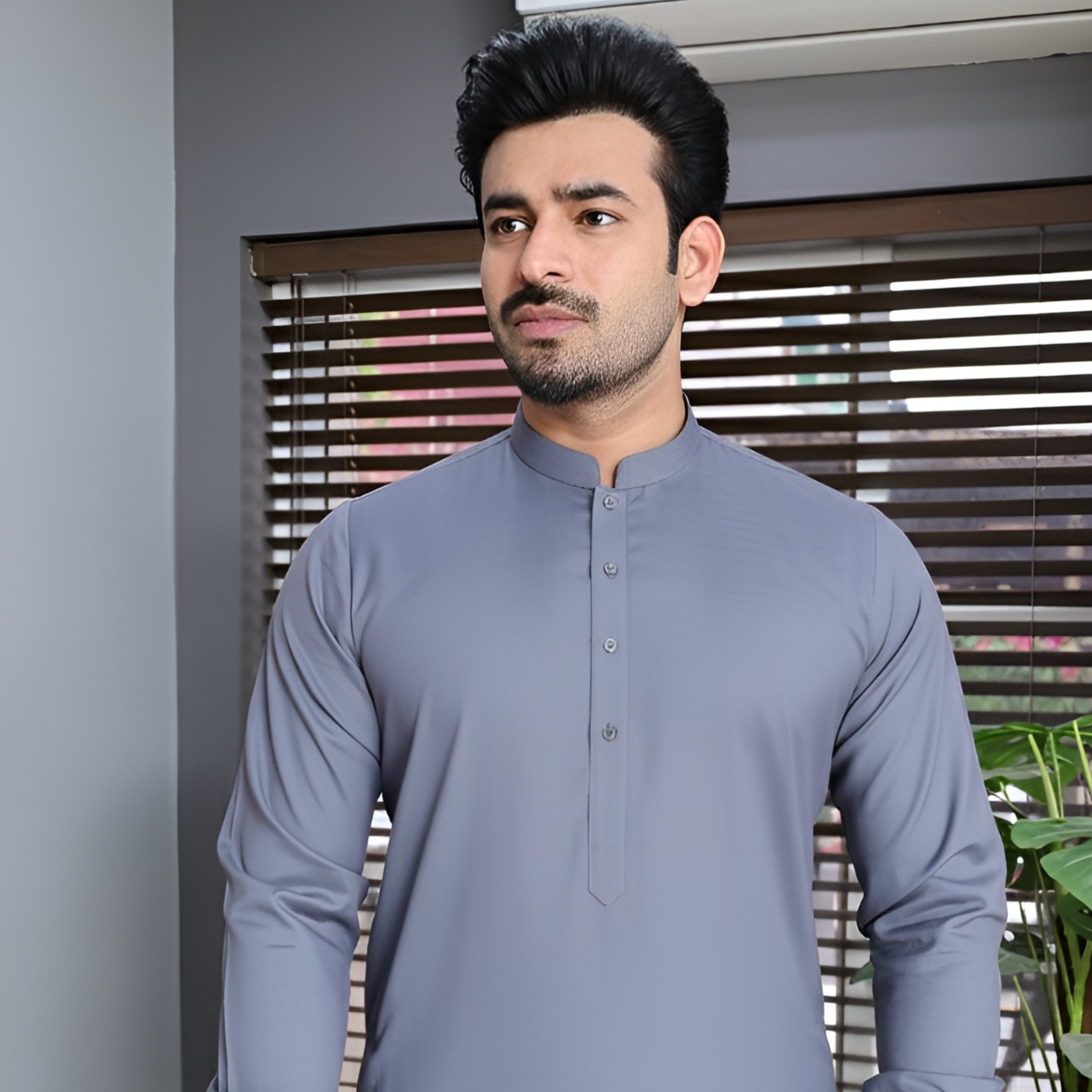 Dark Grey Wash & Wear Suit Unstiticed