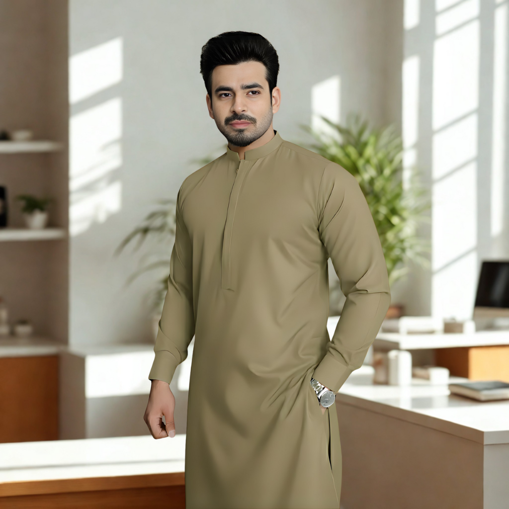 Caramel Wash & Wear Suit Unstitched